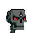 MORTEM #1965 — ash skull with red eyes and an inverted cross
