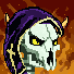 MORTEM #855 — Bone skull, yellow eyes, Hood (Violet)